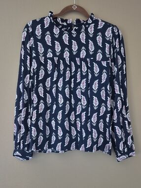 LOFT | Navy Blue Peasant Blouse